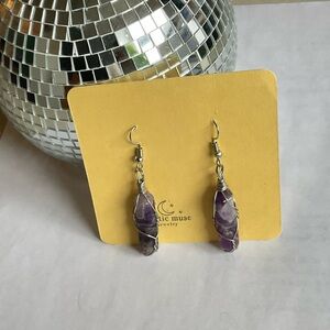 Mystic Amethyst-Tone Wire Wrapped Stone Earrings